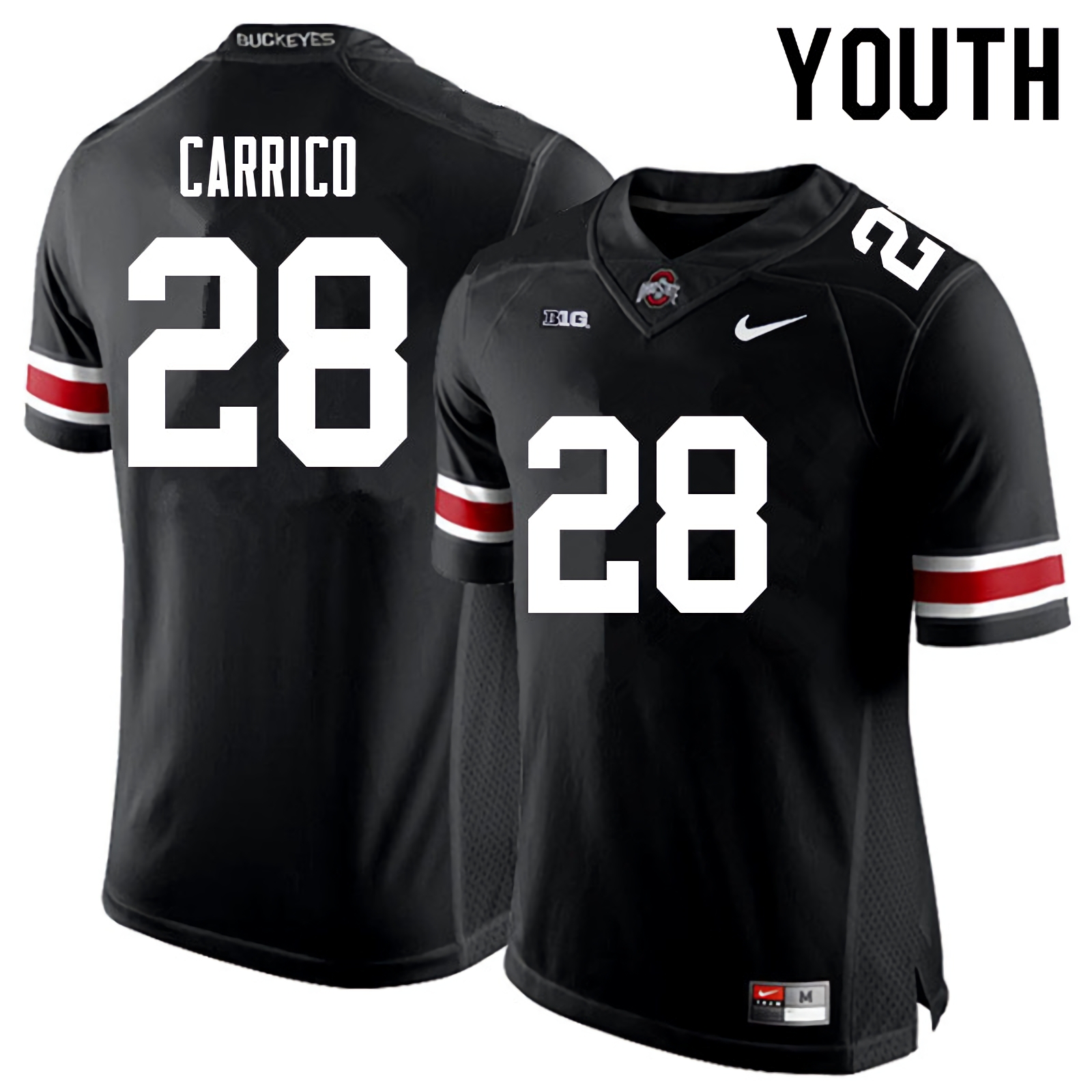 Reid Carrico Ohio State Buckeyes Youth NCAA #28 Black White Number College Stitched Football Jersey VCD5556BW